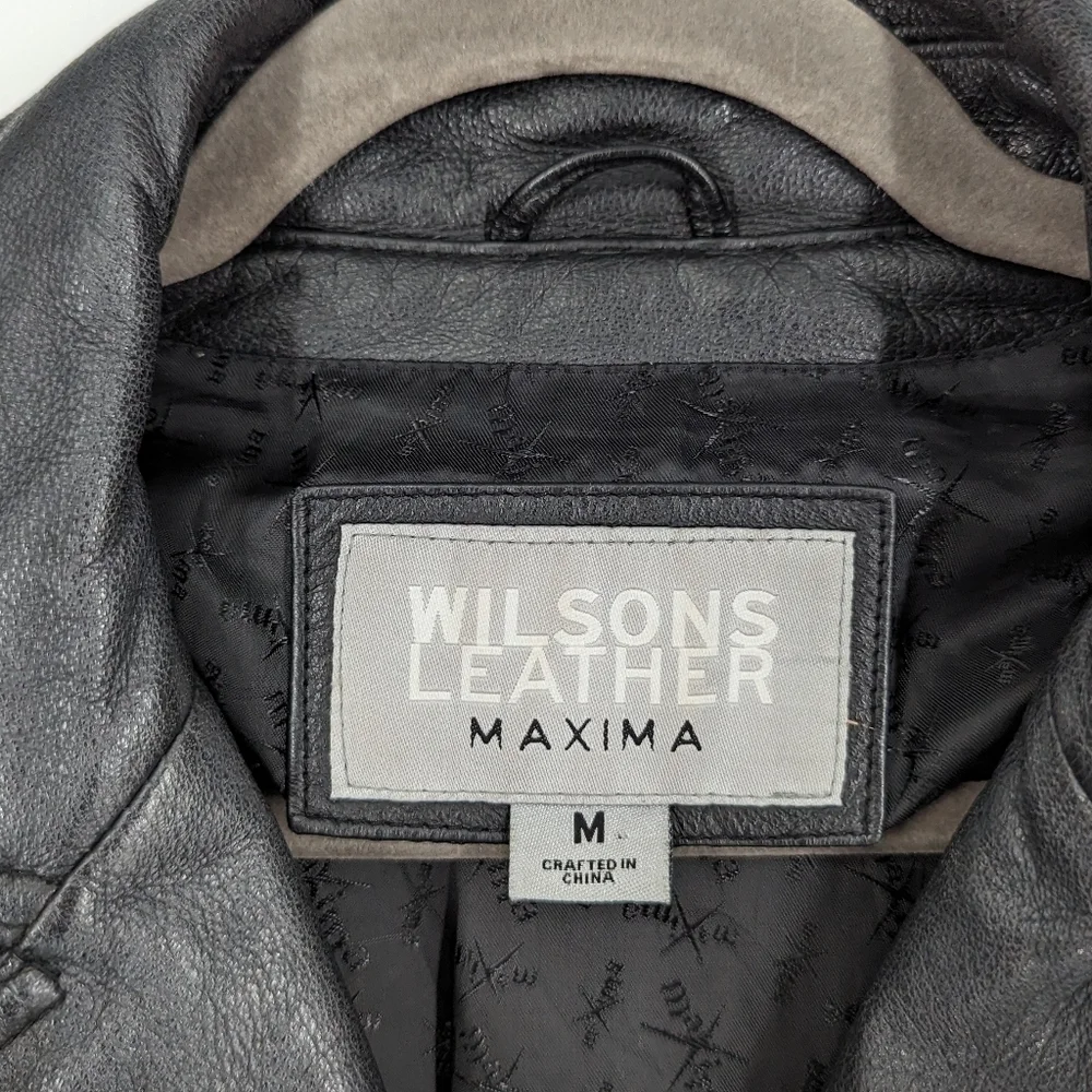 M • Wilsons Leather Maxima • Vintage 100% Genuine Leather Y2K Jacket - Picture 8 of 11